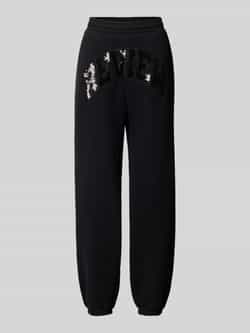 Review Sweatpants met labeldetail