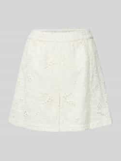 YAS High waist korte broek met broderie anglaise model 'SAGGA'