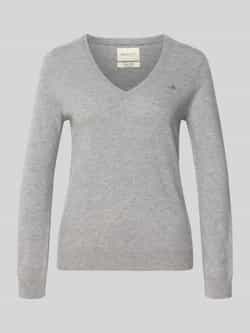 Gant Gebreide pullover van lamswolmix met V-hals