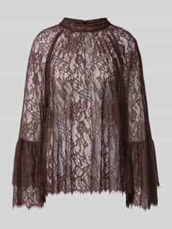 Slim fit blouse met lange mouwen in kantlook