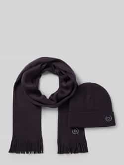 Bugatti Set van sjaal en muts met labelstitchings