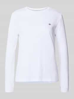 Gant Shirt met lange mouwen ronde hals en logostitching