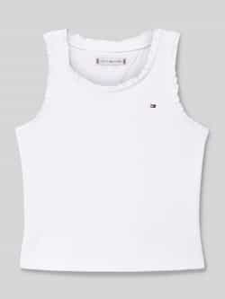 Tommy Hilfiger Tanktop ESSENTIAL RIB LACE TANK TOP met kant met logo-borduursel