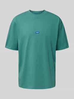 Hugo Blue T-shirt met labelpatch model 'Neloy'