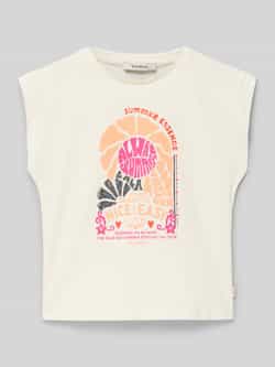 Garcia T-shirt van een mix van katoen en kasjmier met ronde hals