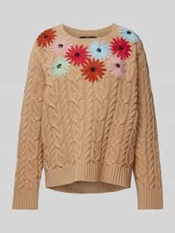 Weekend Max Mara Gebreide pullover van wol met bloemenapplicaties