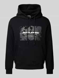 Jack & jones Comfort fit hoodie van katoenmix met rubberen print model 'AERO'