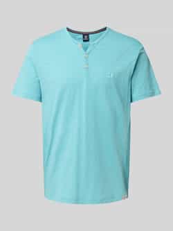Lerros Henleyshirt serafino-shirt in effen structuurstof