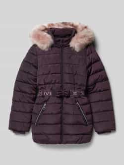 s.Oliver RED LABEL Regular fit gewatteerde lange jas met afneembare rand van imitatiebont