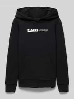 Jack & jones JUNIOR hoodie JJEPLAYER met logo zwart Sweater Logo 140