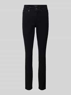 CAMBIO Stijlvolle Skinny Basic Rinsed Wash Zwarte Jeans Black Dames