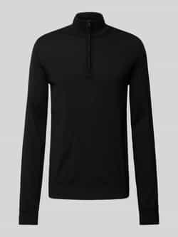 Hugo Boss Zwarte Fijngebreide Trui met Ritssluiting Black Heren