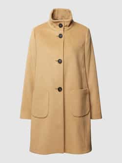 Betty Barclay Lange wollen jas met opstaande kraag en steekzakken