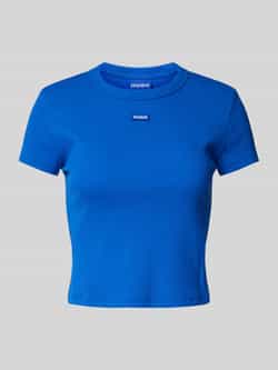 Hugo Blue Kort T-shirt met labelpatch model 'Baby Tee'