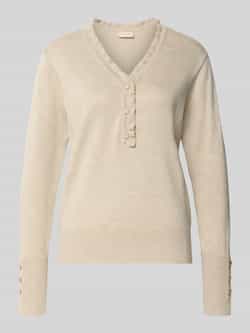 FREE QUENT Gebreide pullover met korte knoopsluiting model 'KATIE'