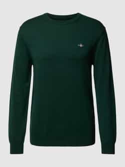 Gant Gebreide pullover met ronde hals en labelstitching