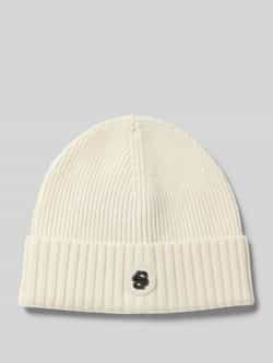 Boss Beanie van scheerwol met labeldetail model 'Fati'