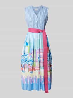 Milano italy Midi-jurk met V-hals en strikceintuur
