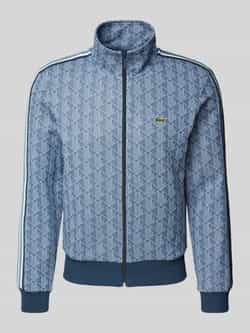 Lacoste Blauwe Jacquard Track Jacket Paris Stijl Blue Heren