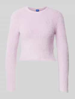 Hugo Blue Cropped gebreide pullover met labelstitching model 'Suverry'
