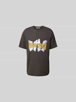Wood Regular fit T-shirt met labelprint