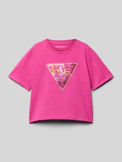 Guess T-shirt met geribde ronde hals