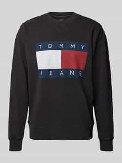 Tommy Hilfiger Zwart Bedrukte Gebreide Trui Lange Mouwen Ronde Hals Black Heren