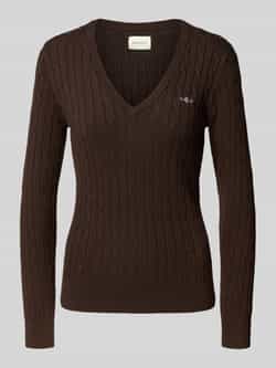Gant Gebreide pullover met V-hals en logostitching