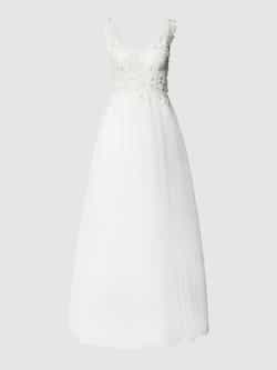 Mascara Bruidsjurk met siersteentjes en gebloemd kant