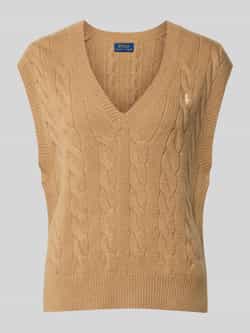 Ralph Lauren Punto Polo slv vn po-sleeveless-pullover 211949994001 collection camel Brown Dames