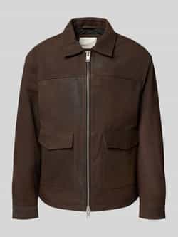 Jack & Jones Premium Leren jack met tweewegsritssluiting model 'LEWIS'