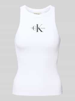 Calvin Klein Jeans Mouwloze Tanktop met Boothals en Print White Dames