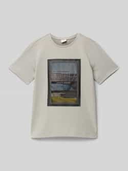S.Oliver T-shirt met printopdruk lichtgrijs Jongens Katoen Ronde hals Printopdruk 170 176