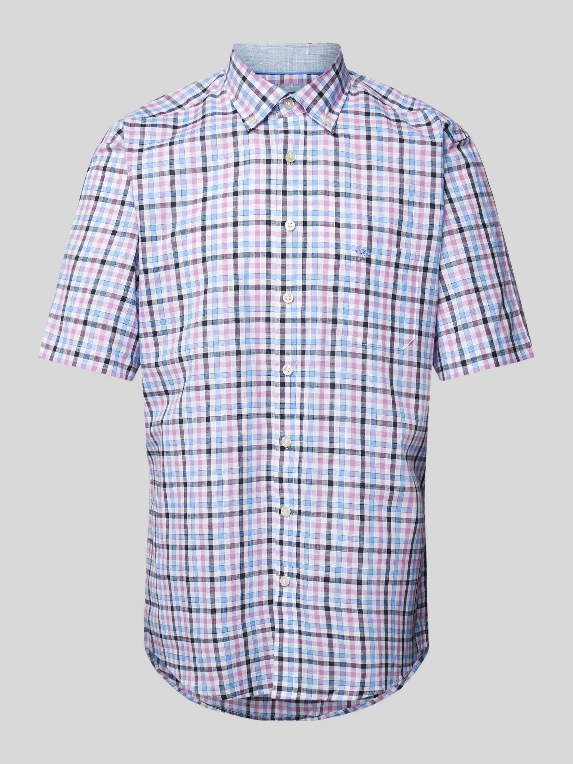 FYNCH-HATTON Overhemd met korte mouwen met geruit patroon