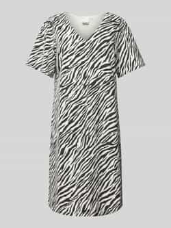 Ichi Knielange jurk met V-hals model 'ZEBRA'