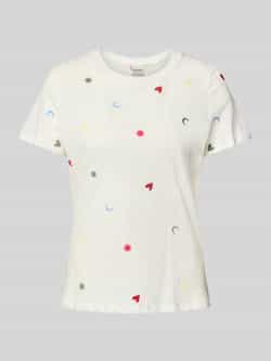 Ichi T-shirt met geribde ronde hals model 'OLYA'