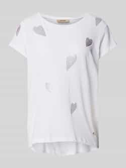 Mos Mosh T-shirt MMLaura met hartjes en strass steentjes wit zilver