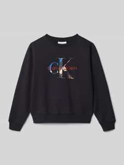 Calvin Klein Jeans Sweatshirt met labelstitching en ronde hals