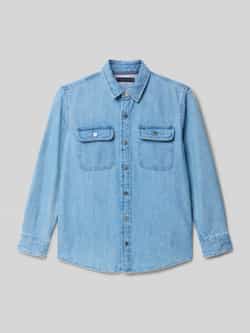 Tommy Hilfiger Teens Regular fit jeansoverhemd van puur katoen