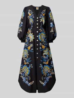 FARM RIO Maxi-jurk met geborduurde bloemen