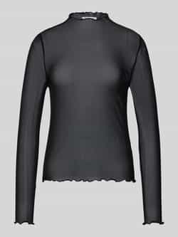 Tom Tailor Denim Slim fit shirt met lange mouwen van mesh met krijtstreep met glittereffect
