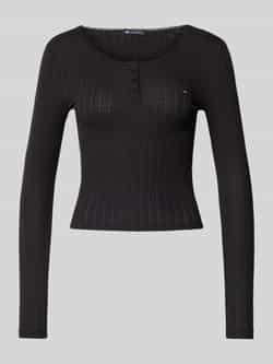 Tommy Jeans Slim fit henley shirt met ribstructuur