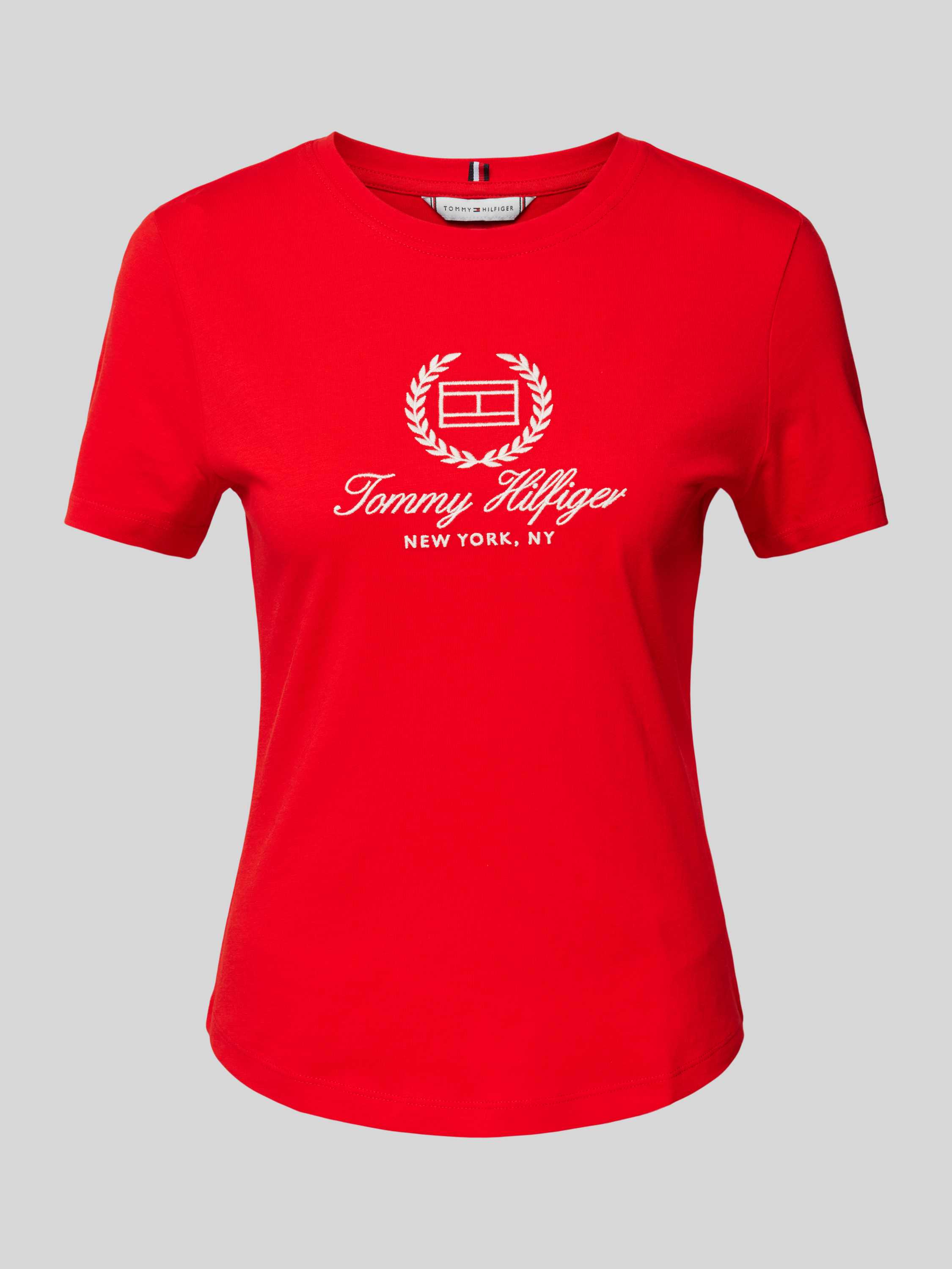 Tommy Hilfiger Slim fit T-shirt met labelstitching