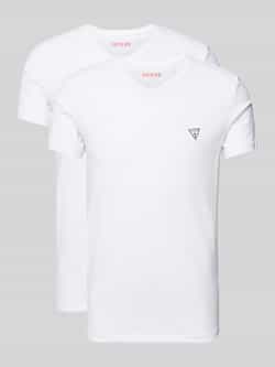 Guess T-shirt met V-hals in een set van 2 stuks model 'CALEB HERO'