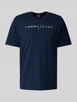 Tommy Hilfiger Blauw Katoenen Geborduurd Logo T-Shirt Blue Heren