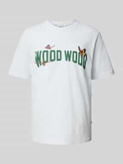 Wood T-shirt met label- en motiefprint model 'Bobby'