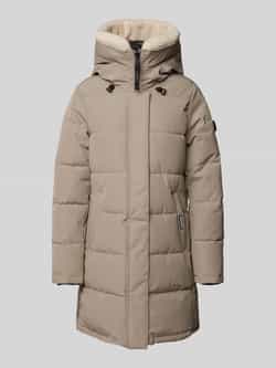 Khujo Gewatteerde lange jas met labeldetails model 'Teddy'