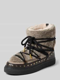 INUIKII Snowboots van leer met teddybont model 'CURLY ROCK'