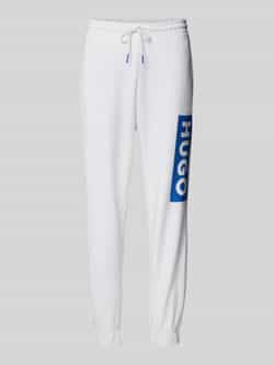 Hugo Blue Regular fit sweatpants met labelprint model 'Nuram'