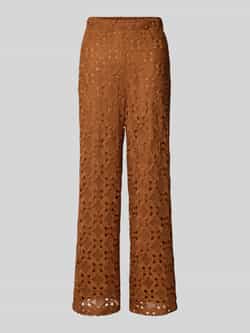 MORE & MORE Broek met broderie anglaise en elastische band
